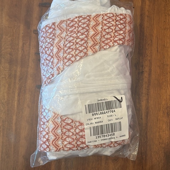 Madewell Martina Embroidered Poplin V-Neck Mini Dress NF854 Large white - Picture 6 of 6